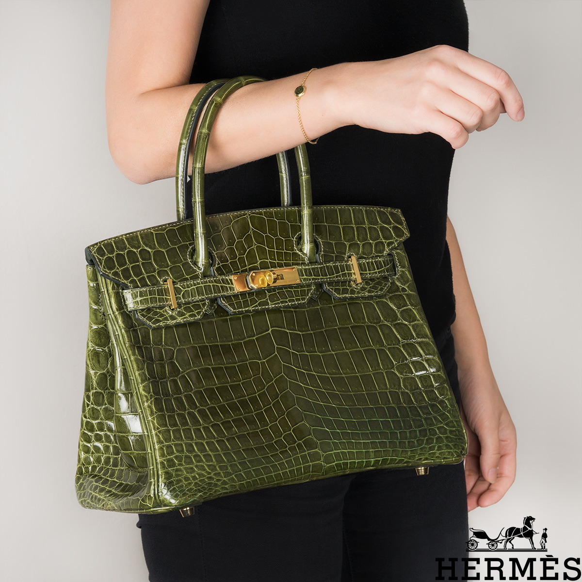 Hermés Birkin 30cm Vert Veronese Shiny Niloticus Crocodile GHW